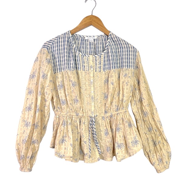 American Eagle Floral Print Button Down Peplum Top Size Small - Picture 5 of 8